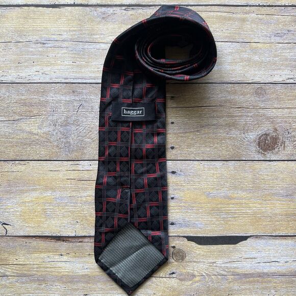 Haggar One Size Mens Tie Black and Red  60”x 3” - Picture 6 of 10